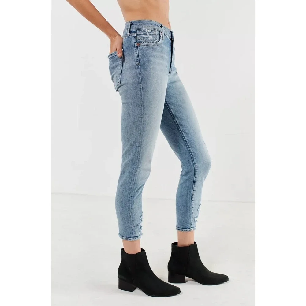 AGOLDE Sophie High Rise Skinny Crop Distressed Jeans Chewed Hem‎ - 31